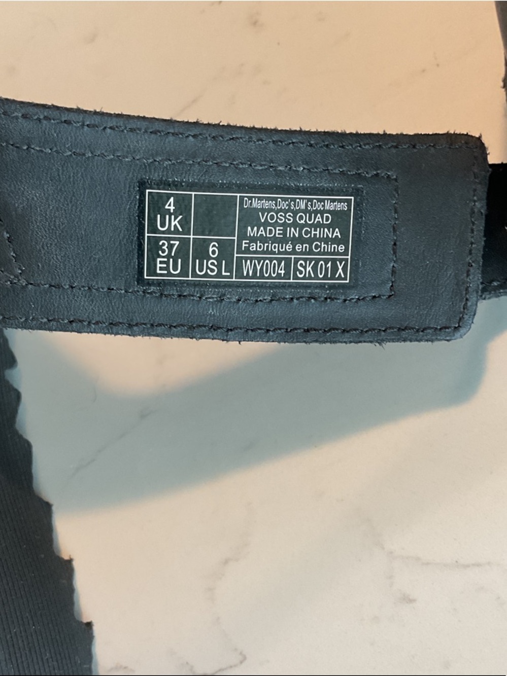 Dr. Martens Black Platform Buckle Sandals with Yellow Stitching - Picture 3 of 5
